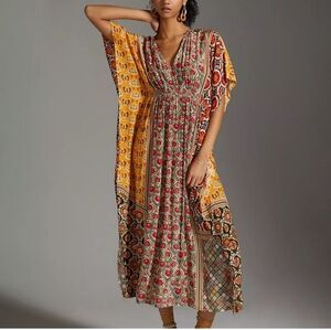 Anthropologie Rujuta Sheth Gather-Front Kaftan lagenlook boho